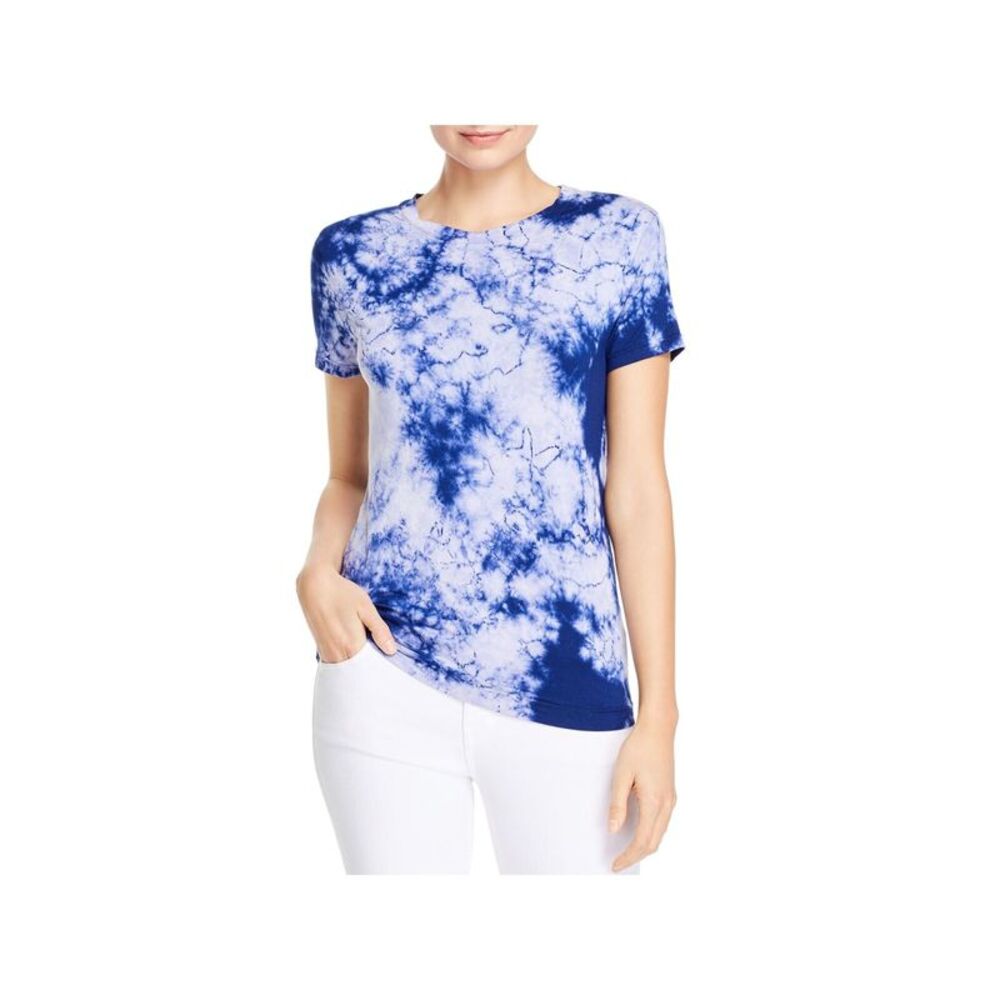 DOLAN Womens Navy Stretch Tie Dye Short Sleeve Crew Neck T-Shirt XS